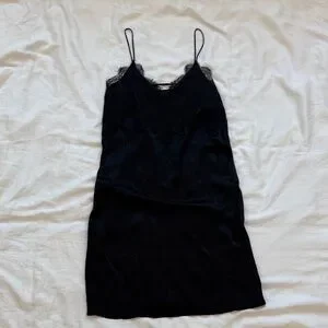 Zara Black Satin Lace Chemise size M
